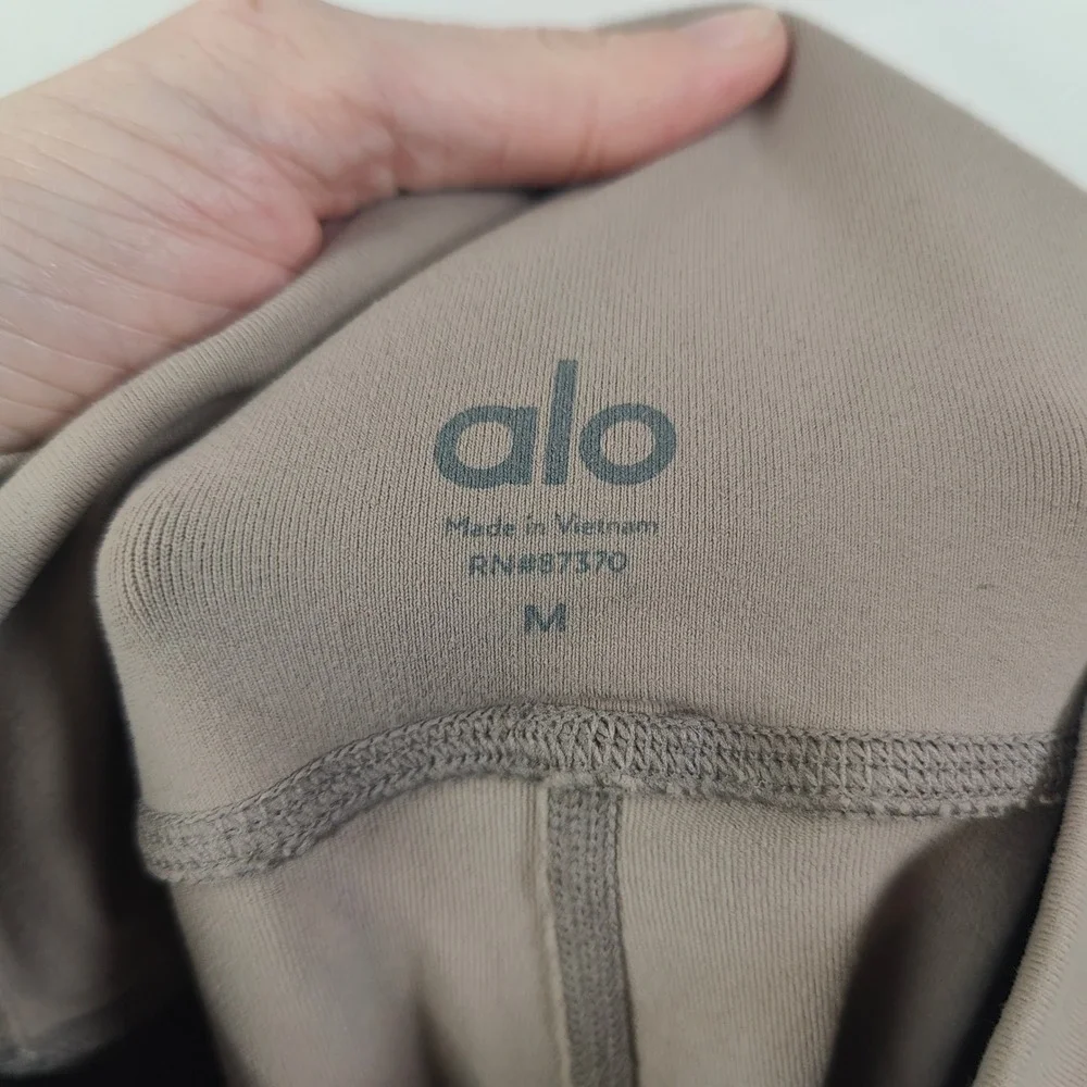 Alo Yoga Moto Leggings Women Medium Taupe High‎ Rise Quilted Mesh Athleisure